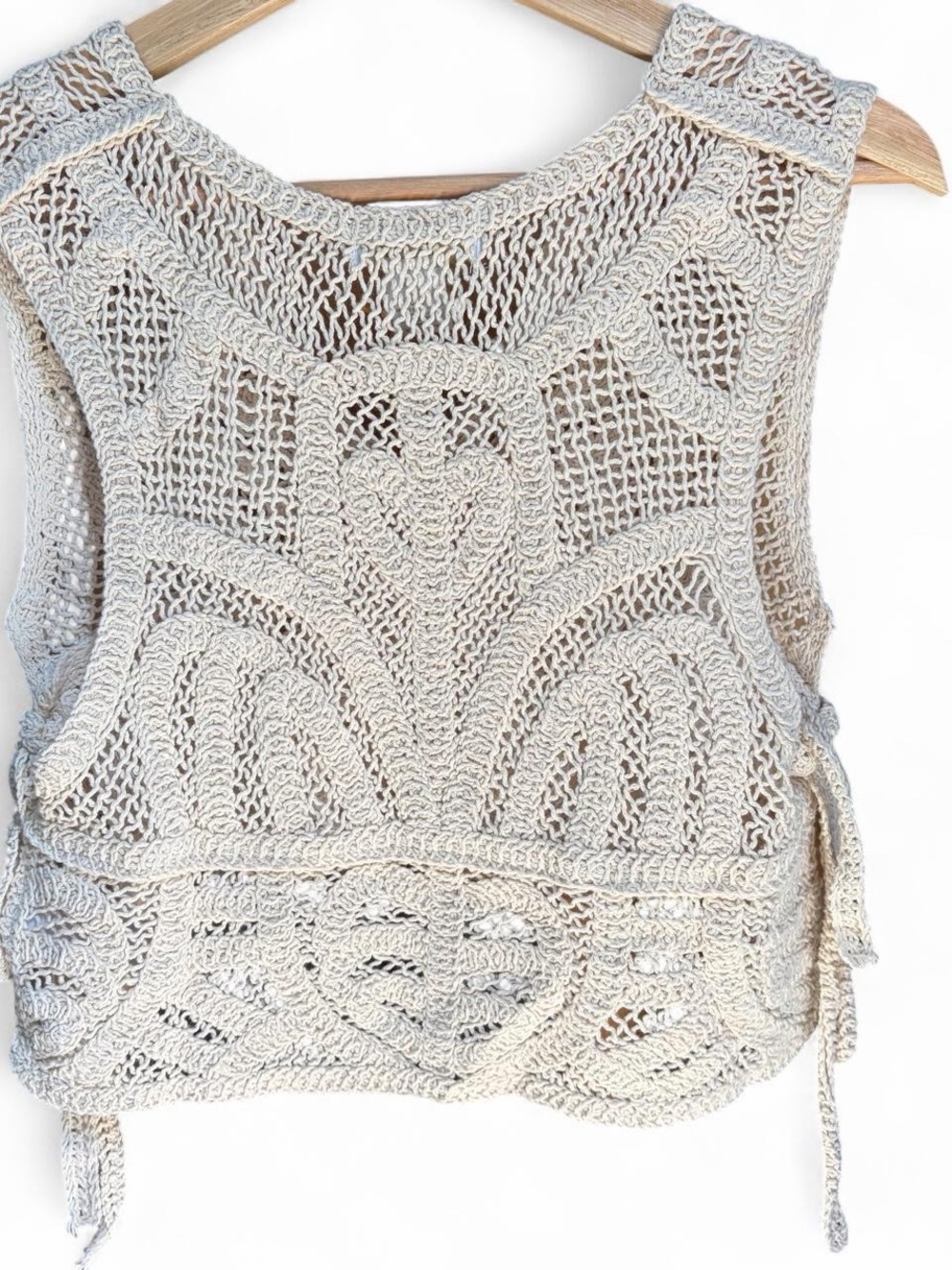 NWT House of Harlow 1960 Beige Crochet Knit Crop Top One Size - Picture 7 of 7